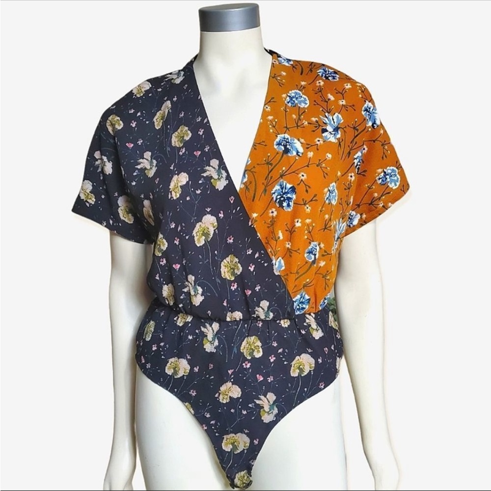 Nasty gal color block floral bodysuit